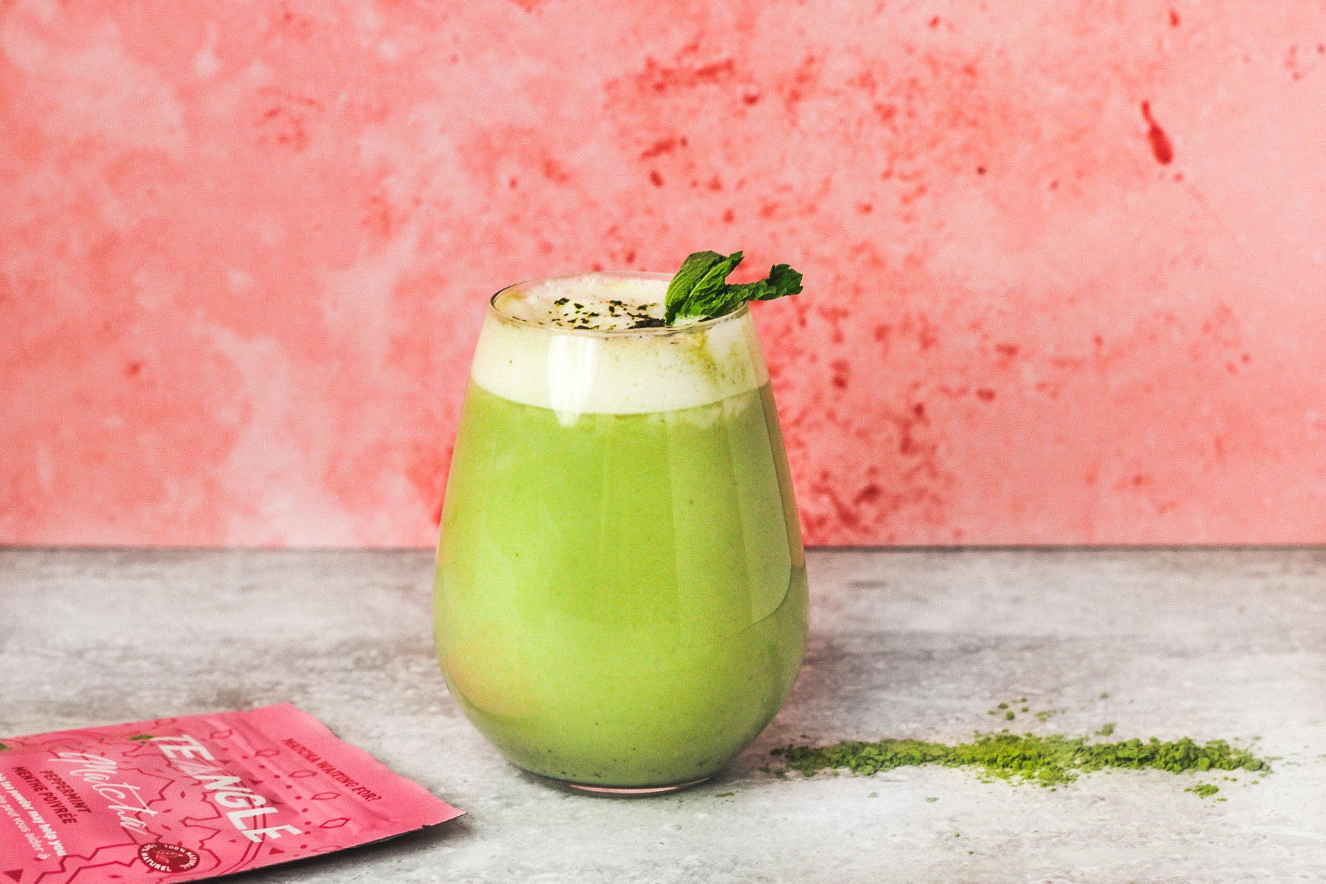 White Chocolate Peppermint Matcha Collagen Latte