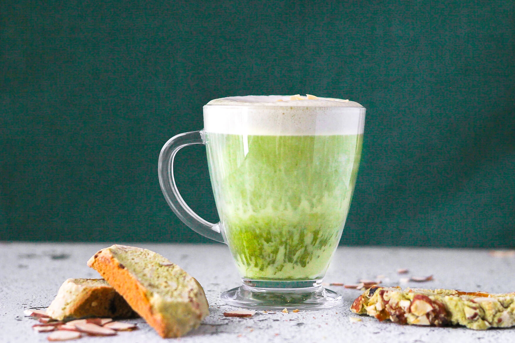 Matcha Latte with Amaretto Foam